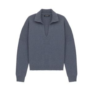 NAADAM Cashmere Open Neck Polo Slate Size XL